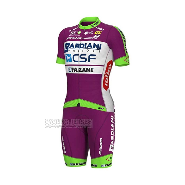 2022 Cycling Jersey Bardiani Csf Purple Green Short Sleeve and Bib Short